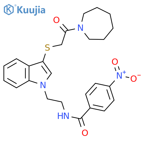 N-[2-(3-{[2-(azepan-1-yl)-2-oxoethyl]sulfanyl}-1H-indol-1-yl)ethyl]-4-nitrobenzamide structure