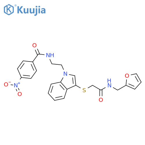 N-(2-{3-({(furan-2-yl)methylcarbamoyl}methyl)sulfanyl-1H-indol-1-yl}ethyl)-4-nitrobenzamide structure