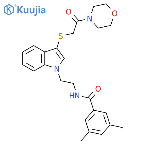 3,5-dimethyl-N-2-(3-{2-(morpholin-4-yl)-2-oxoethylsulfanyl}-1H-indol-1-yl)ethylbenzamide structure