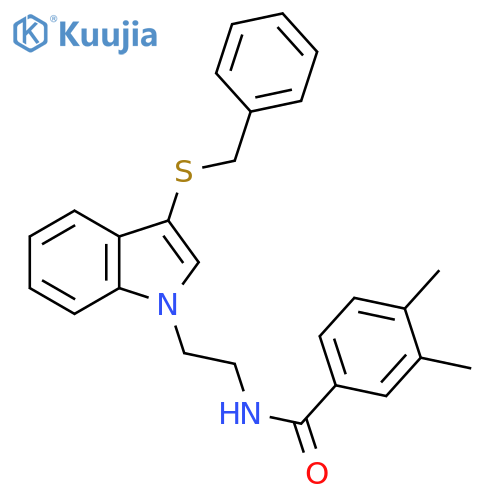 N-{2-3-(benzylsulfanyl)-1H-indol-1-ylethyl}-3,4-dimethylbenzamide structure