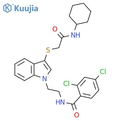 2,4-dichloro-N-2-(3-{(cyclohexylcarbamoyl)methylsulfanyl}-1H-indol-1-yl)ethylbenzamide structure