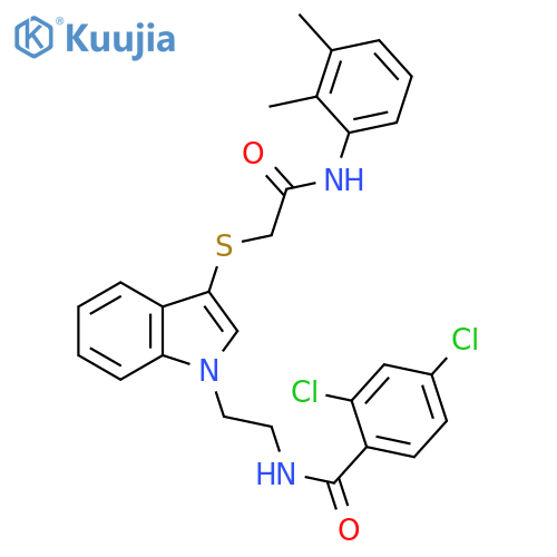 2,4-dichloro-N-{2-3-({(2,3-dimethylphenyl)carbamoylmethyl}sulfanyl)-1H-indol-1-ylethyl}benzamide structure