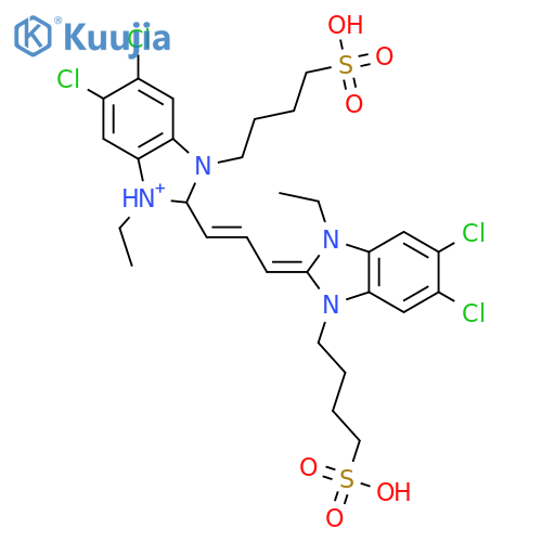 1H-Benzimidazolium,5,6-dichloro-2-[3-[5,6-dichloro-1-ethyl-1,3-dihydro-3-(4-sulfobutyl)-2H-benzimidazol-2-ylidene]-1-propen-1-yl]-1-ethyl-3-(4-sulfobutyl)- structure