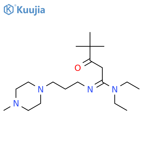 (1E)-N,N-diethyl-4,4-dimethyl-N'-[3-(4-methylpiperazin-1-yl)propyl]-3-oxopentanimidamide structure