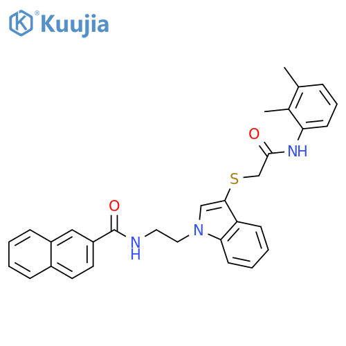N-{2-3-({(2,3-dimethylphenyl)carbamoylmethyl}sulfanyl)-1H-indol-1-ylethyl}naphthalene-2-carboxamide structure
