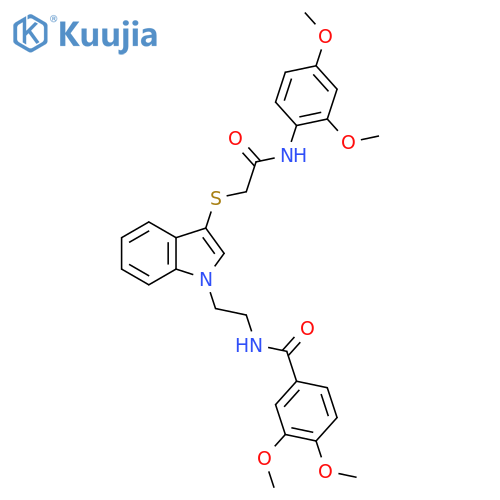 N-{2-3-({(2,4-dimethoxyphenyl)carbamoylmethyl}sulfanyl)-1H-indol-1-ylethyl}-3,4-dimethoxybenzamide structure