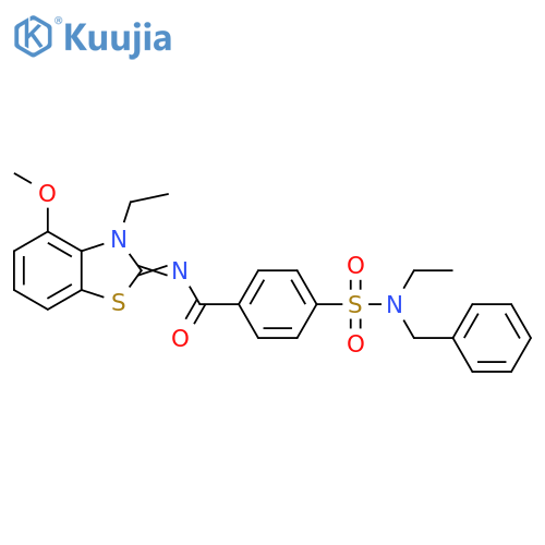 4-benzyl(ethyl)sulfamoyl-N-(2Z)-3-ethyl-4-methoxy-2,3-dihydro-1,3-benzothiazol-2-ylidenebenzamide structure