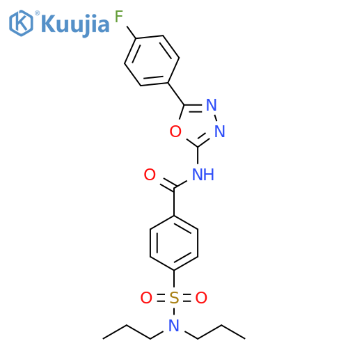 4-(dipropylsulfamoyl)-N-5-(4-fluorophenyl)-1,3,4-oxadiazol-2-ylbenzamide structure