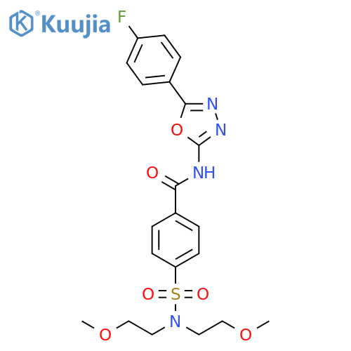 4-bis(2-methoxyethyl)sulfamoyl-N-5-(4-fluorophenyl)-1,3,4-oxadiazol-2-ylbenzamide structure