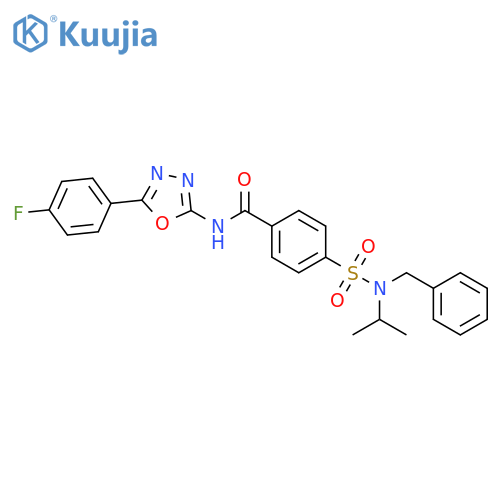 4-benzyl(propan-2-yl)sulfamoyl-N-5-(4-fluorophenyl)-1,3,4-oxadiazol-2-ylbenzamide structure