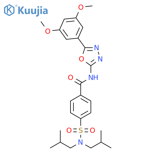 4-bis(2-methylpropyl)sulfamoyl-N-5-(3,5-dimethoxyphenyl)-1,3,4-oxadiazol-2-ylbenzamide structure