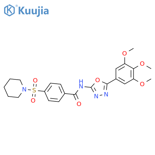 4-(piperidine-1-sulfonyl)-N-[5-(3,4,5-trimethoxyphenyl)-1,3,4-oxadiazol-2-yl]benzamide structure