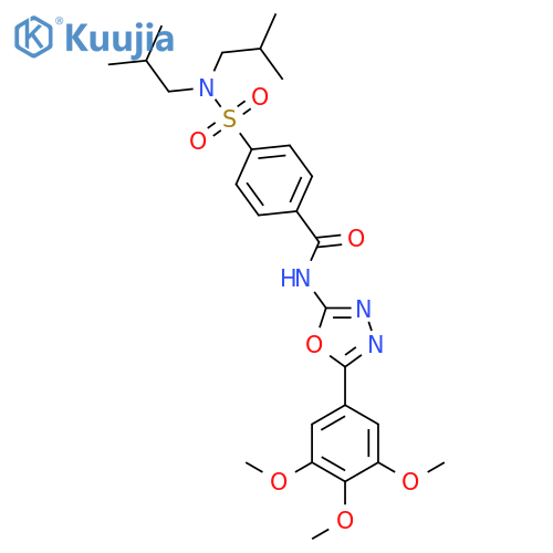 4-bis(2-methylpropyl)sulfamoyl-N-5-(3,4,5-trimethoxyphenyl)-1,3,4-oxadiazol-2-ylbenzamide structure