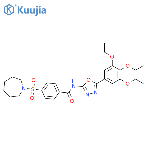 4-(azepane-1-sulfonyl)-N-5-(3,4,5-triethoxyphenyl)-1,3,4-oxadiazol-2-ylbenzamide structure