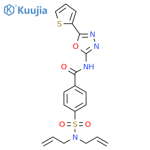 4-bis(prop-2-en-1-yl)sulfamoyl-N-5-(thiophen-2-yl)-1,3,4-oxadiazol-2-ylbenzamide structure