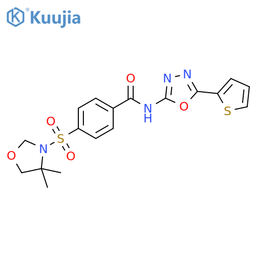 4-[(4,4-dimethyl-1,3-oxazolidin-3-yl)sulfonyl]-N-[5-(thiophen-2-yl)-1,3,4-oxadiazol-2-yl]benzamide structure