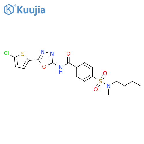 4-butyl(methyl)sulfamoyl-N-5-(5-chlorothiophen-2-yl)-1,3,4-oxadiazol-2-ylbenzamide structure