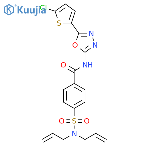 4-[bis(prop-2-en-1-yl)sulfamoyl]-N-[5-(5-chlorothiophen-2-yl)-1,3,4-oxadiazol-2-yl]benzamide structure