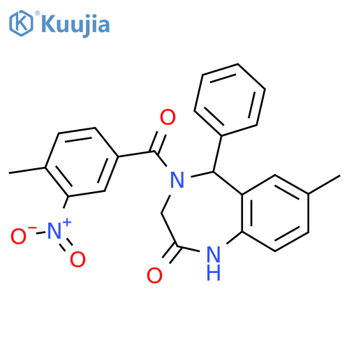 7-methyl-4-(4-methyl-3-nitrobenzoyl)-5-phenyl-2,3,4,5-tetrahydro-1H-1,4-benzodiazepin-2-one structure