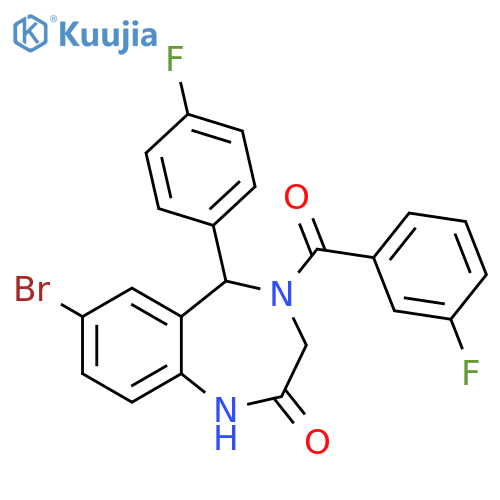 7-bromo-4-(3-fluorobenzoyl)-5-(4-fluorophenyl)-2,3,4,5-tetrahydro-1H-1,4-benzodiazepin-2-one structure