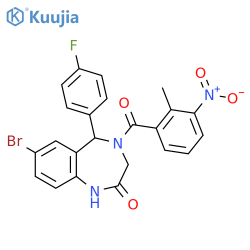 7-bromo-5-(4-fluorophenyl)-4-(2-methyl-3-nitrobenzoyl)-2,3,4,5-tetrahydro-1H-1,4-benzodiazepin-2-one structure