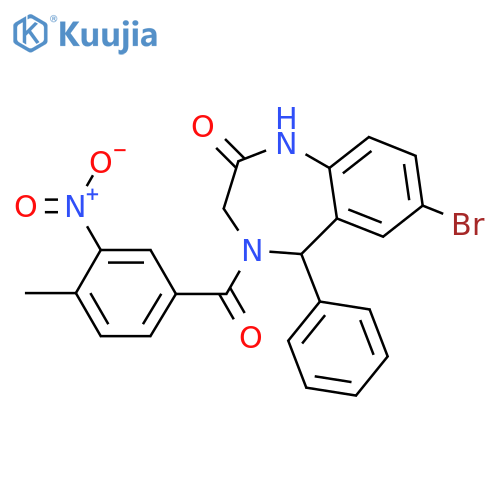 7-bromo-4-(4-methyl-3-nitrobenzoyl)-5-phenyl-2,3,4,5-tetrahydro-1H-1,4-benzodiazepin-2-one structure