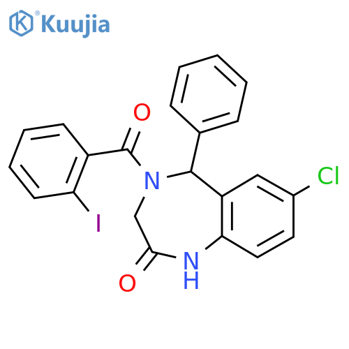7-chloro-4-(2-iodobenzoyl)-5-phenyl-2,3,4,5-tetrahydro-1H-1,4-benzodiazepin-2-one structure