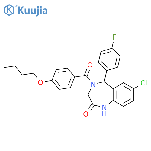 4-(4-butoxybenzoyl)-7-chloro-5-(4-fluorophenyl)-2,3,4,5-tetrahydro-1H-1,4-benzodiazepin-2-one structure