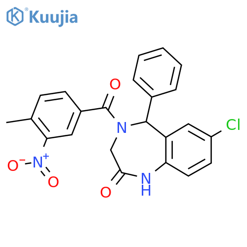 7-chloro-4-(4-methyl-3-nitrobenzoyl)-5-phenyl-2,3,4,5-tetrahydro-1H-1,4-benzodiazepin-2-one structure