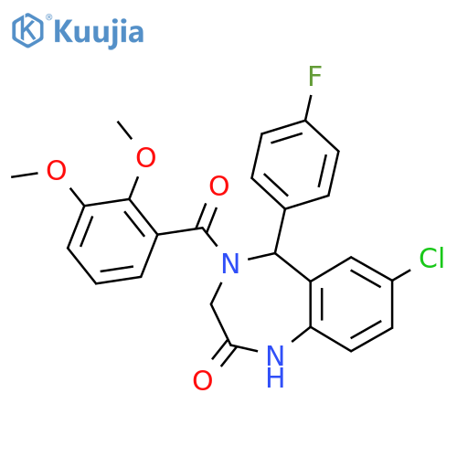 7-chloro-4-(2,3-dimethoxybenzoyl)-5-(4-fluorophenyl)-2,3,4,5-tetrahydro-1H-1,4-benzodiazepin-2-one structure