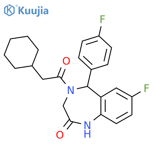 4-(2-cyclohexylacetyl)-7-fluoro-5-(4-fluorophenyl)-2,3,4,5-tetrahydro-1H-1,4-benzodiazepin-2-one structure