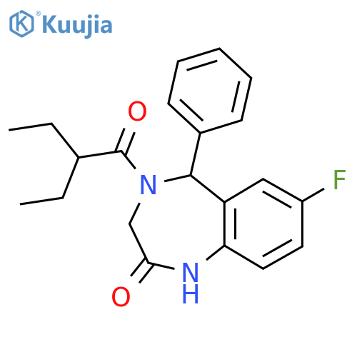 4-(2-ethylbutanoyl)-7-fluoro-5-phenyl-3,5-dihydro-1H-1,4-benzodiazepin-2-one structure
