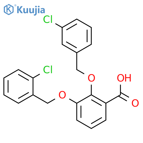 Benzoic acid, 3-[(2-chlorophenyl)methoxy]-2-[(3-chlorophenyl)methoxy]- structure