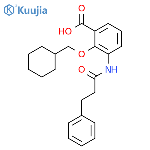 Benzoic acid, 2-(cyclohexylmethoxy)-3-[(1-oxo-3-phenylpropyl)amino]- structure