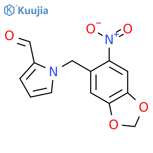 1-[(6-nitro-1,3-benzodioxol-5-yl)methyl]pyrrole-2-carbaldehyde structure