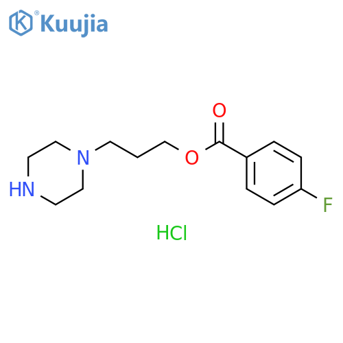 Benzoic acid, 4-fluoro-, 3-(1-piperazinyl)propyl ester, hydrochloride (1:2) structure