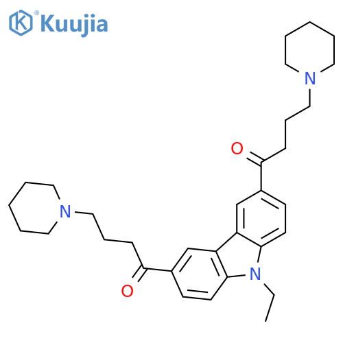 1-[9-ethyl-6-(4-piperidin-1-ylbutanoyl)carbazol-3-yl]-4-piperidin-1-ylbutan-1-one;dihydrochloride structure