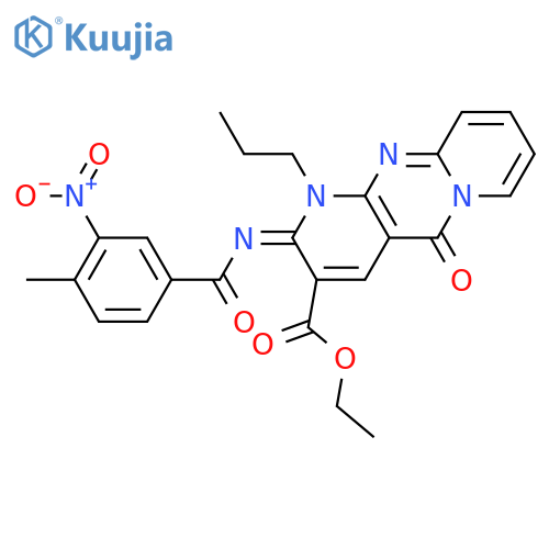 ethyl (6Z)-6-(4-methyl-3-nitrobenzoyl)imino-2-oxo-7-propyl-1,7,9-triazatricyclo8.4.0.0^{3,8}tetradeca-3(8),4,9,11,13-pentaene-5-carboxylate structure