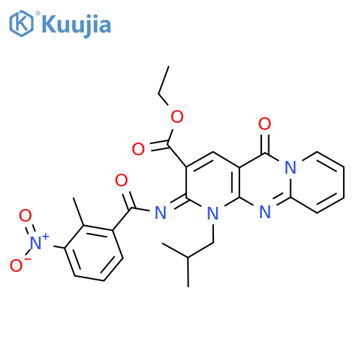ethyl (6Z)-6-(2-methyl-3-nitrobenzoyl)imino-7-(2-methylpropyl)-2-oxo-1,7,9-triazatricyclo8.4.0.0^{3,8}tetradeca-3(8),4,9,11,13-pentaene-5-carboxylate structure