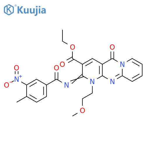 ethyl (6Z)-7-(2-methoxyethyl)-6-(4-methyl-3-nitrobenzoyl)imino-2-oxo-1,7,9-triazatricyclo8.4.0.0^{3,8}tetradeca-3(8),4,9,11,13-pentaene-5-carboxylate structure