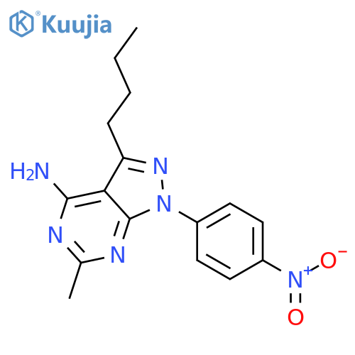 1H-Pyrazolo[3,4-d]pyrimidin-4-amine,N-butyl-6-methyl-1-(4-nitrophenyl)- structure