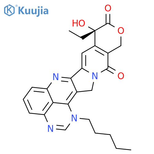 10H,13H-PYRANO[3'',4'':6',7']INDOLIZINO[2',1':5,6]PYRIDO[4,3,2-DE]QUINAZOLINE-10,13-DIONE, 9-ETHYL-1,9,12,15-TETRAHYDRO-9-HYDROXY-1-PENTYL-, (9S)- structure