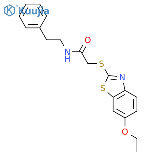 2-[(6-ethoxy-1,3-benzothiazol-2-yl)sulfanyl]-N-(2-phenylethyl)acetamide structure