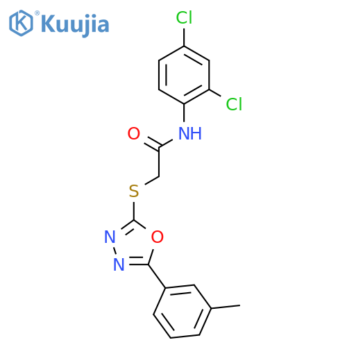 N-(2,4-dichlorophenyl)-2-[[5-(3-methylphenyl)-1,3,4-oxadiazol-2-yl]sulfanyl]acetamide structure