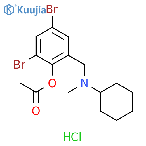 Phenol, 2,4-dibromo-6-[(cyclohexylmethylamino)methyl]-, 1-acetate, hydrochloride (1:1) structure