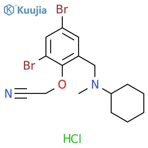 Acetonitrile, 2-[2,4-dibromo-6-[(cyclohexylmethylamino)methyl]phenoxy]-, hydrochloride (1:1) structure