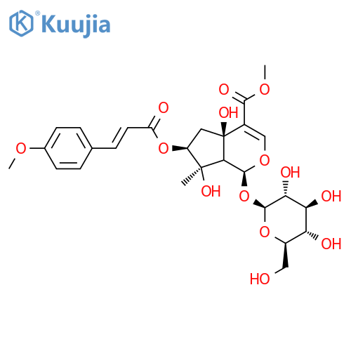 Cyclopenta[c]pyran-4-carboxylic acid,1-(&acirc;-D-glucopyranosyloxy)-1,4a,5,6,7,- 7a-hexahydro-4a,7-dihydroxy-6-[[(2E)-3- (4-methoxyphenyl)-1-oxo-2-propenyl]oxy]-7- methyl-,methyl ester,(1S,4aR,6S,7R,7aS)- structure