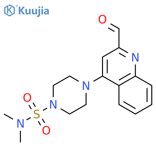1-PIPERAZINESULFONAMIDE, 4-(2-FORMYL-4-QUINOLINYL)-N,N-DIMETHYL- structure
