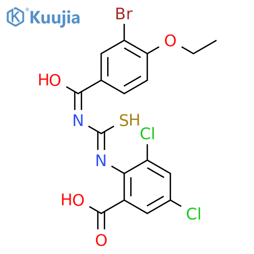 2-[[[(3-Bromo-4-ethoxybenzoyl)amino]thioxomethyl ]amino]-3,5-dichloro-benzoic acid structure