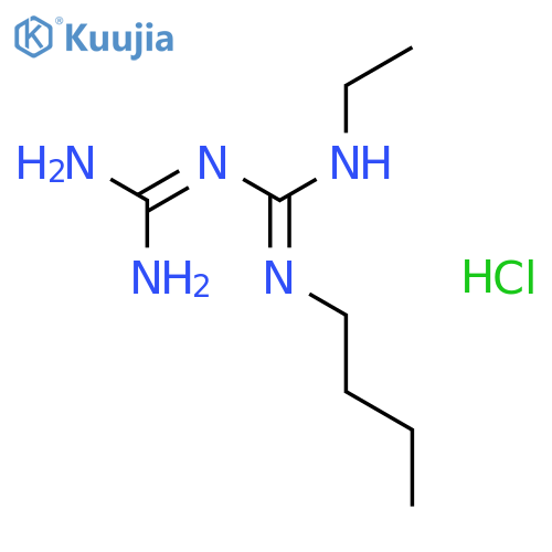 N-butyl-1-carbamimidamido-N'-ethylmethanimidamide hydrochloride structure